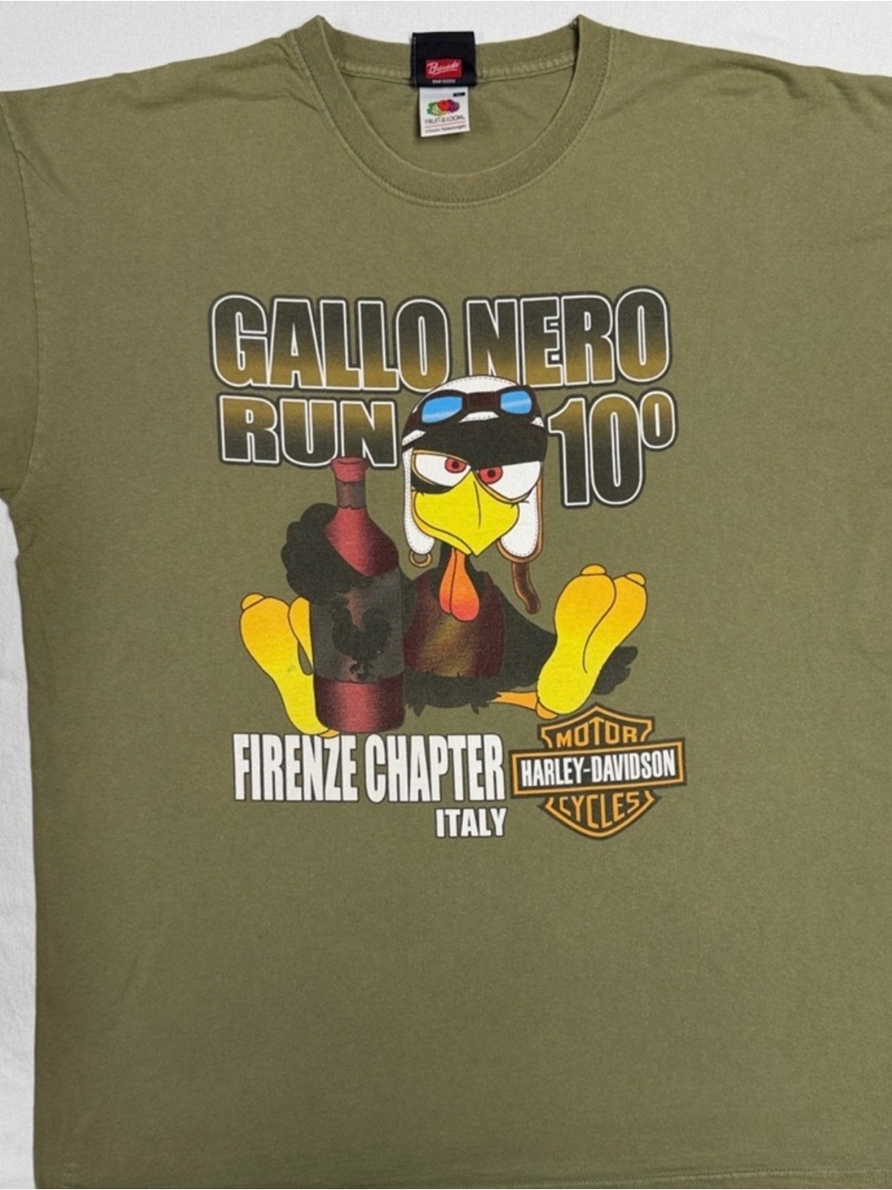 Harley-Davidson Olive Green Gallo Nero Run Graphic Tee with Yellow & Red Accents - Picture 11 of 11